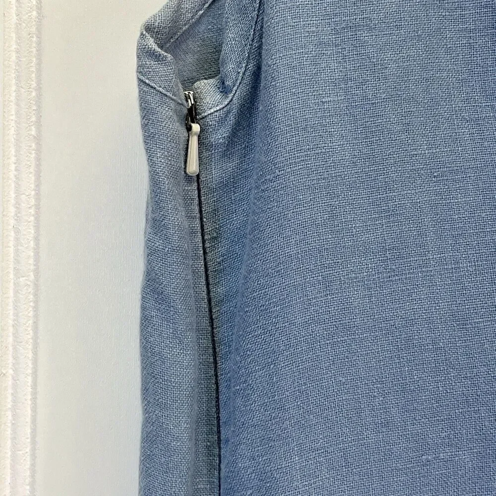 LaNaturelle 100% Linen Chambray ‎ Sleeveless Shift Dress Casual Womens Sz Med - Picture 4 of 11